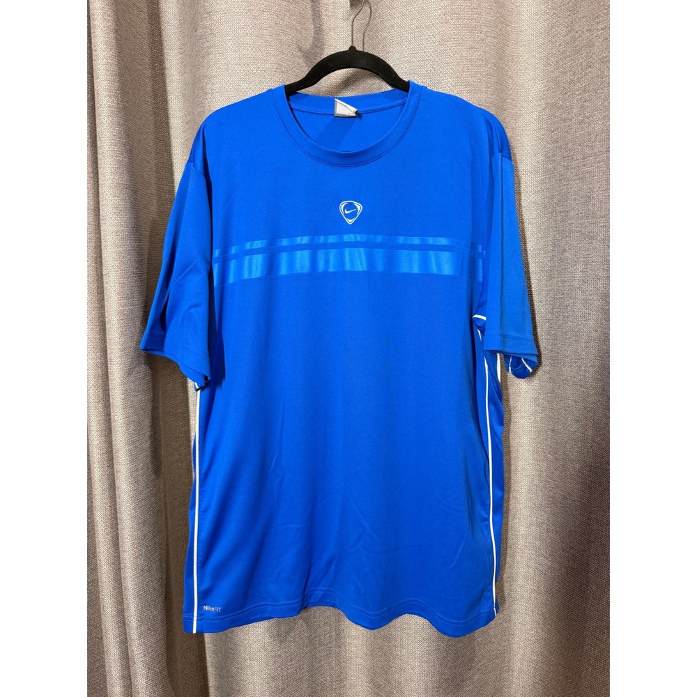 Nike T-Shirt Mens XL Blue Excellent Fit Dry Performance Short Sleeve Stripe